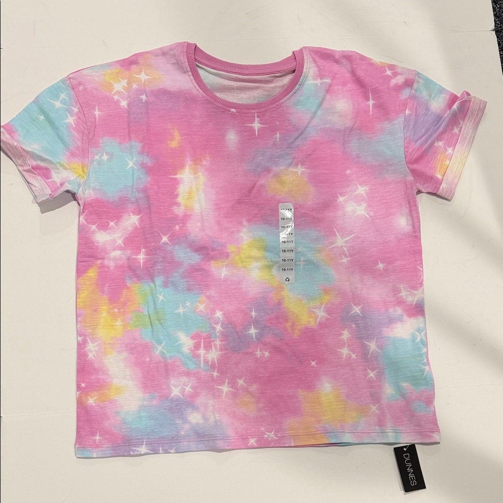 Girls' Pink Tie-Dye Sparkle Short Sleeve Tee